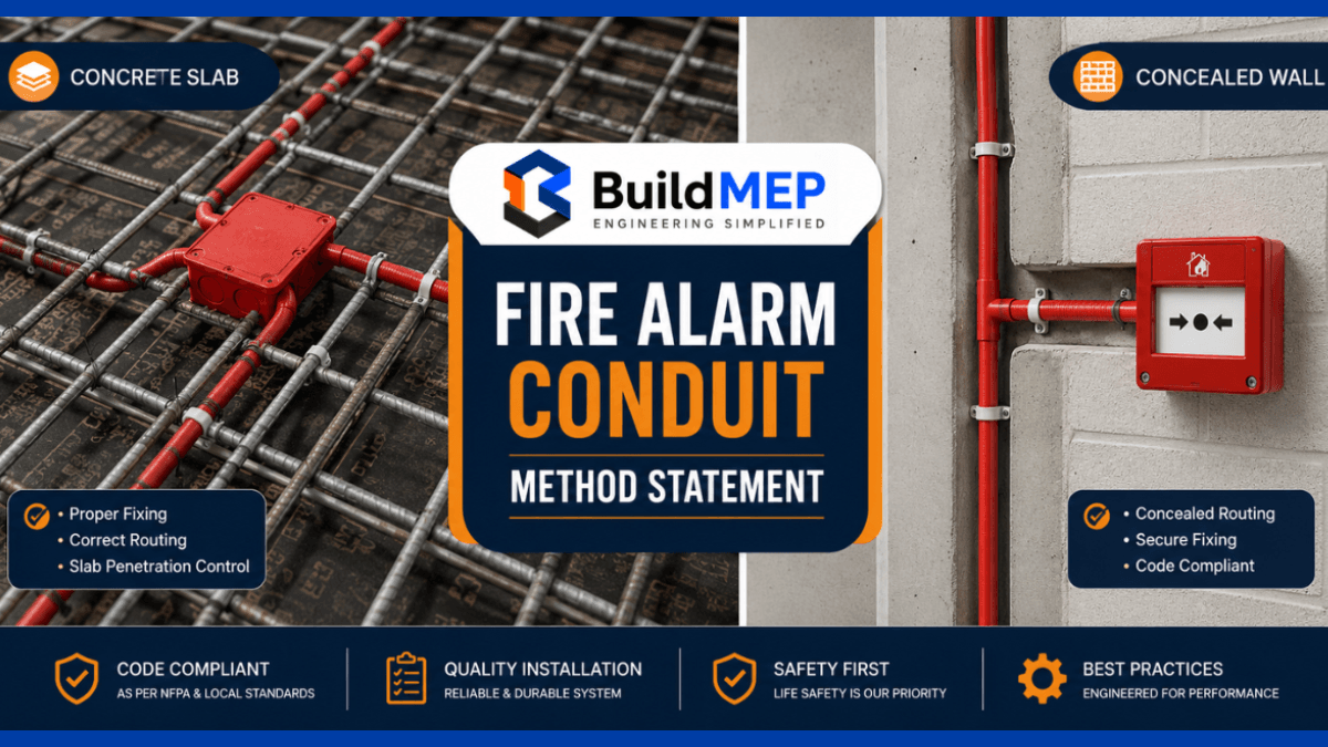 Fire alarm conduit installation method statement for concrete slabs and walls