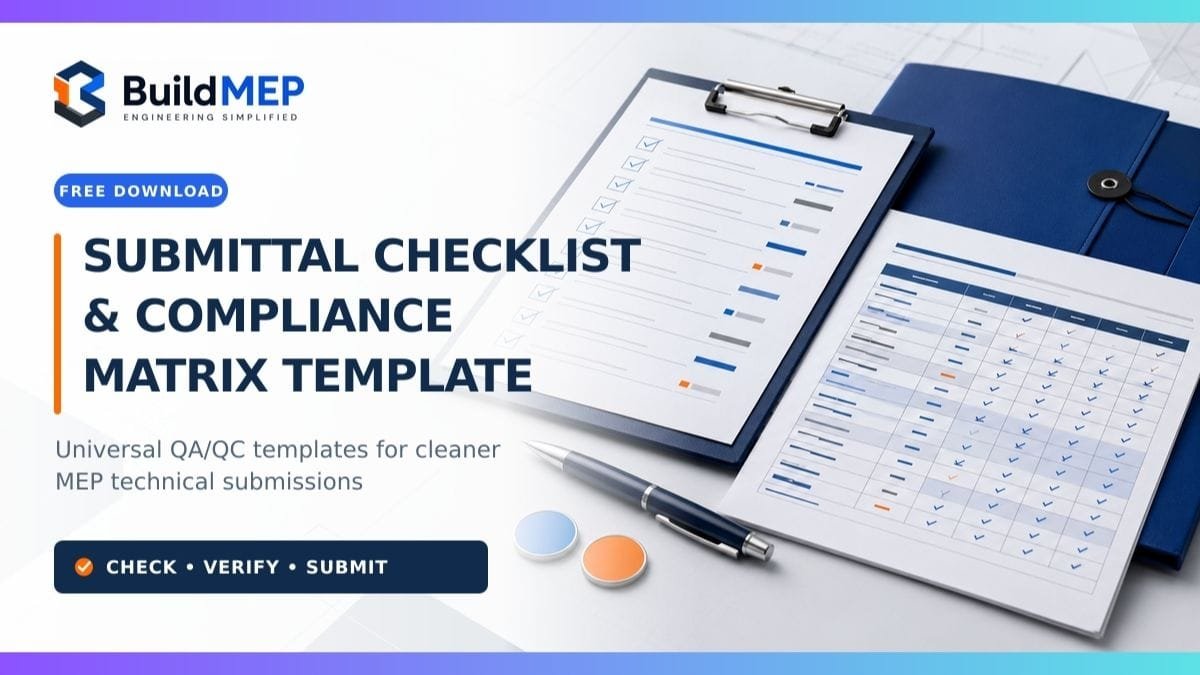 Submittal checklist and compliance matrix templates for MEP technical submissions.