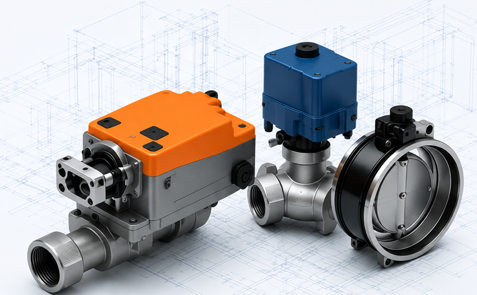 Industrial valve components in 3D model