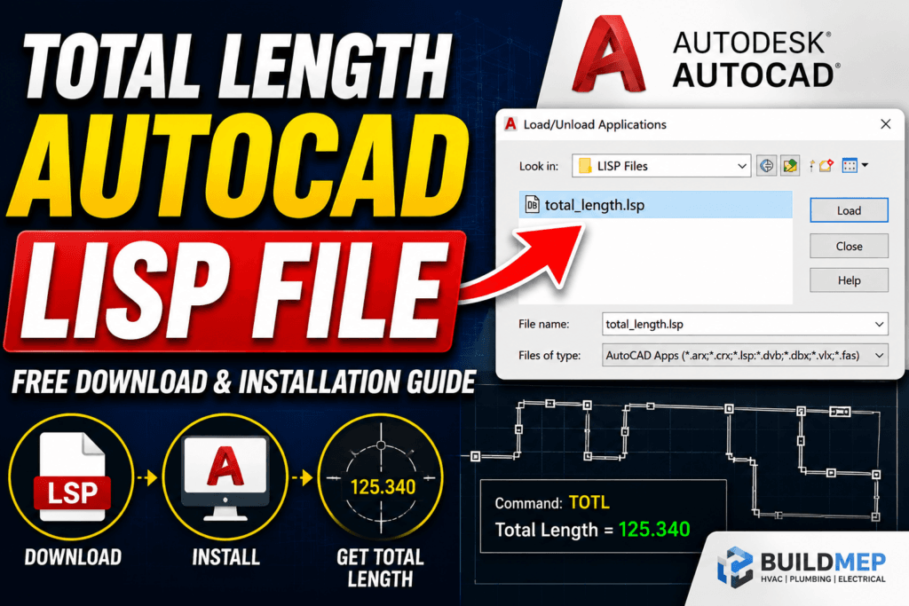 How to install and use the Total Length AutoCAD LISP file in AutoCAD using the APPLOAD command.