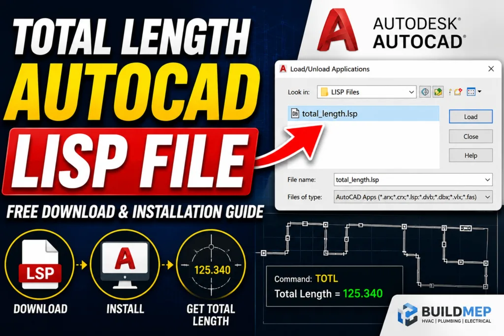 How to install and use the Total Length AutoCAD LISP file in AutoCAD using the APPLOAD command.