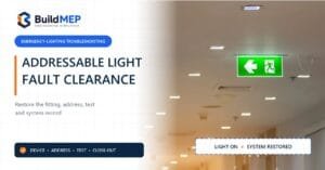 Addressable emergency luminaire and monitoring point being verified after replacement