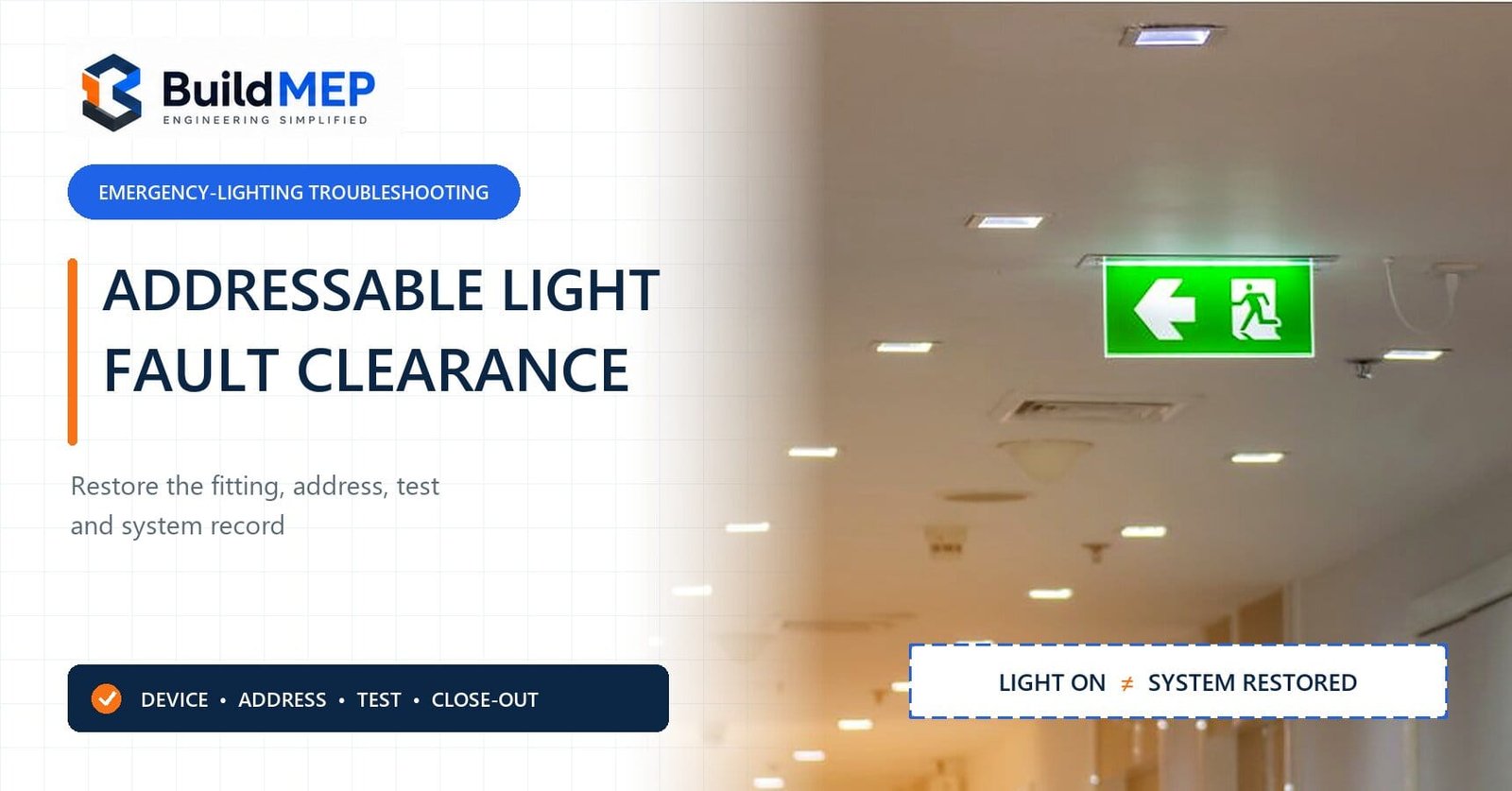 Addressable emergency luminaire and monitoring point being verified after replacement