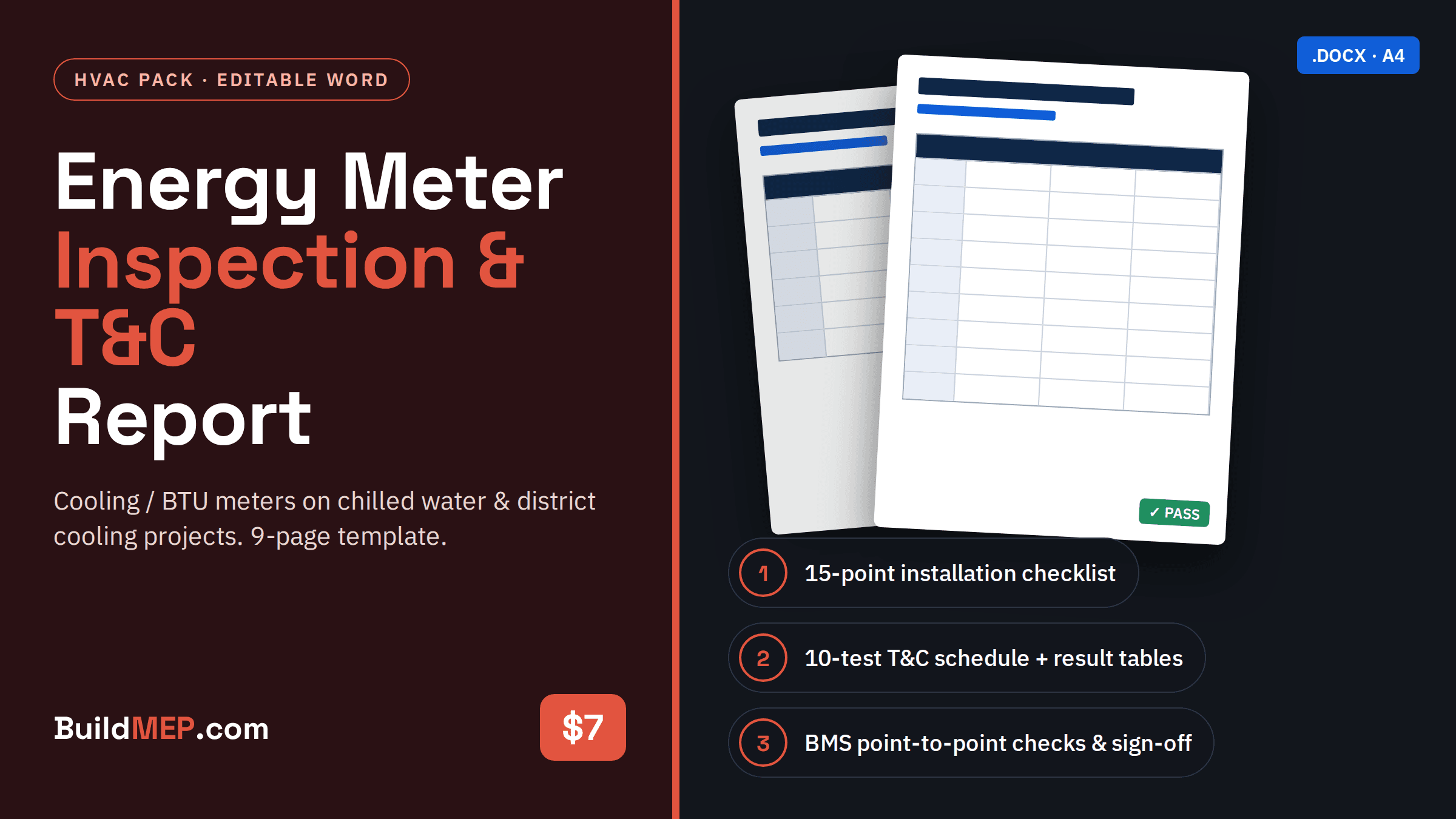 Energy meter inspection report template - editable Word document by BuildMEP