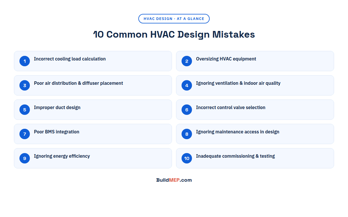 10 common HVAC design mistakes at a glance - summary infographic