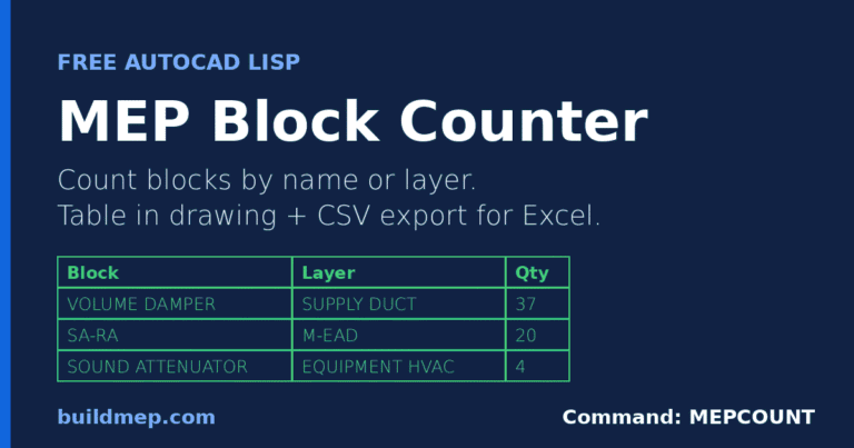 AutoCAD Block Count LISP: Free MEP Block Counter with Excel Export
